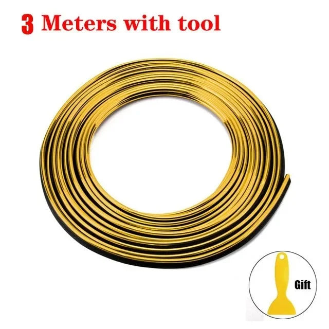 Car interior trim strips universal car gap fillers automobile molding line decorative accessories DIY flexible strip garnish Oasis Select 3M gold 2pcs