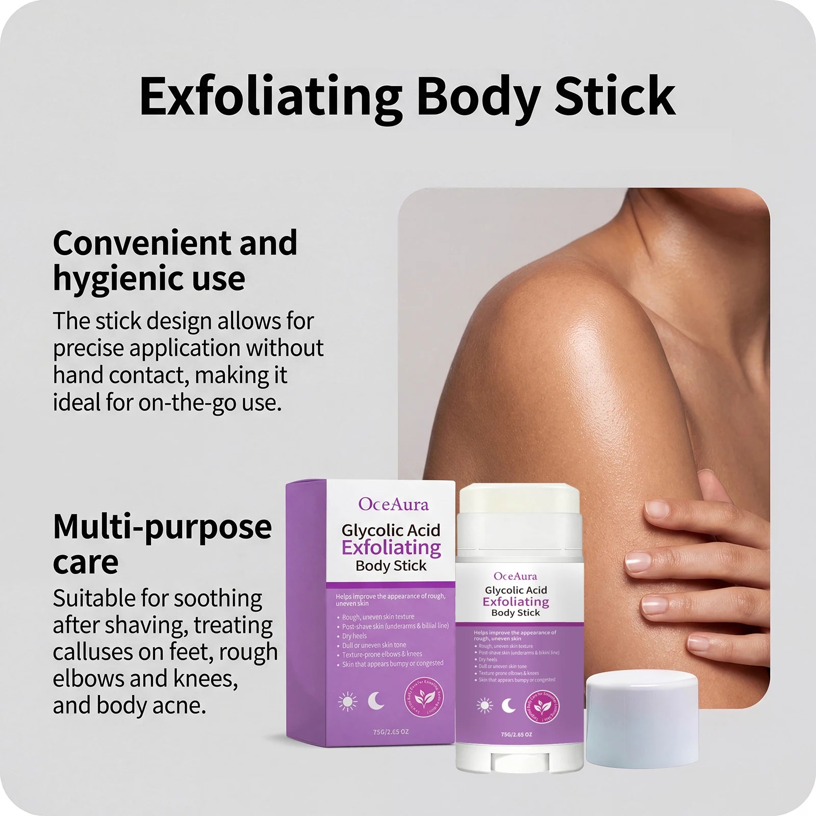 OceAura AHA BHA Exfoliating Body Stick – Shea Butter 75g Body Exfoliator Stick Oasis Select