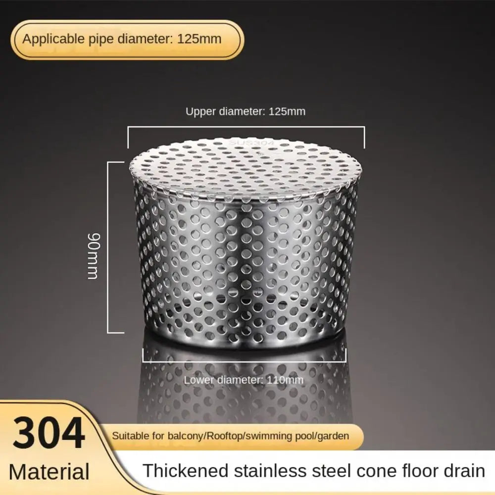 1Pc Stainless Steel Rooftop Floor Drain Cover Anti-Clog Circular Shape Outer Side Filter Screen Balcony Floor Drains Oasis Select 125mm