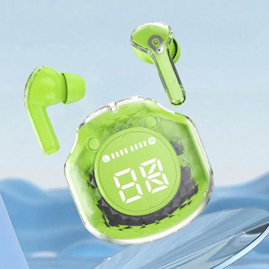 T8 Wireless Bluetooth Headphones LED Power Display In-Ear Wireless Earbuds with Charging Case HiFi Stereo TWS Headset for Phones Oasis Select Green