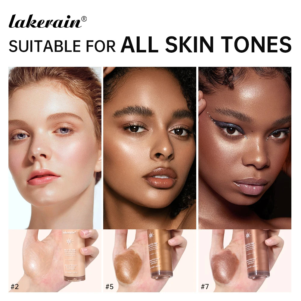 2 IN 1 Skincare & Primer Liquid Highlighter Face Contouring Moisturizing Brightening Skin Tone Bronzer Glow Body Face Makeup Oasis Select