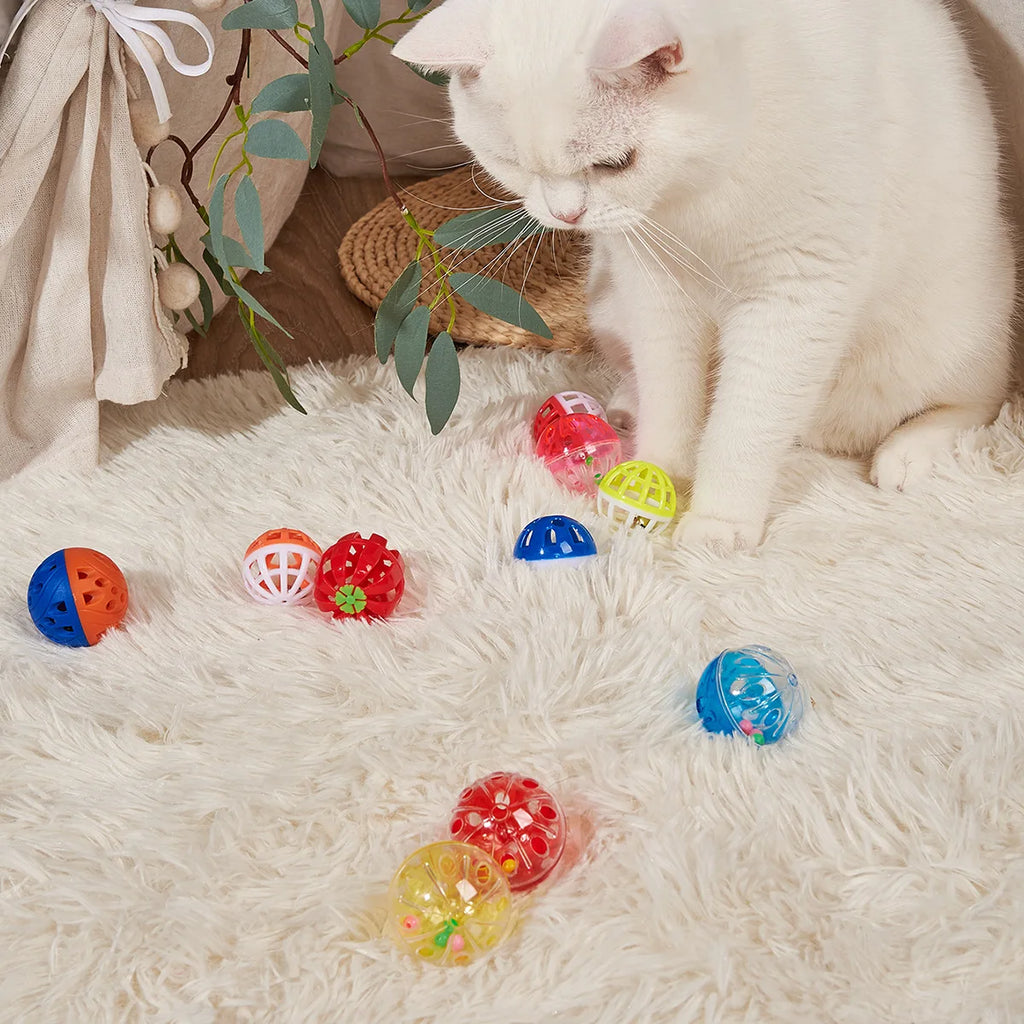 Pet Parrot Toy Colorful Hollow Rolling Bell Ball 10pcs Small Pet Cat's Cockatiel Parrot Chew Cage Fun Toys Pet Bird Supplies Oasis Select