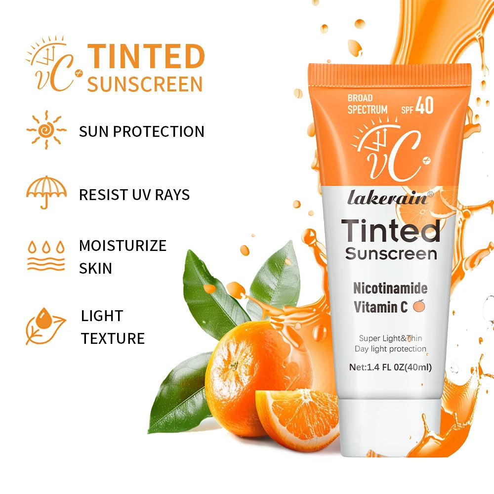 Lakerain Tinted Sunscreen SPF40+ Lightweight UV Foundation Cream Tinted Sunscreen Oasis Select
