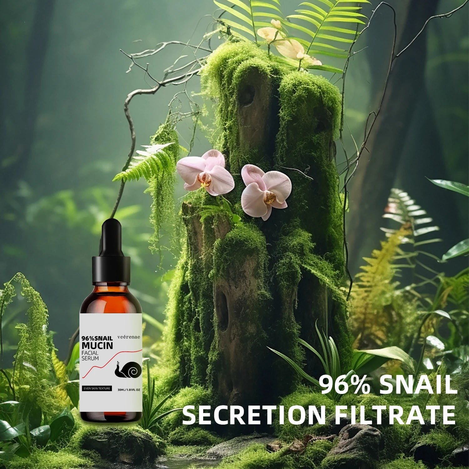 veérenae 96% Snail Mucin Facial Serum – Intense Hydration