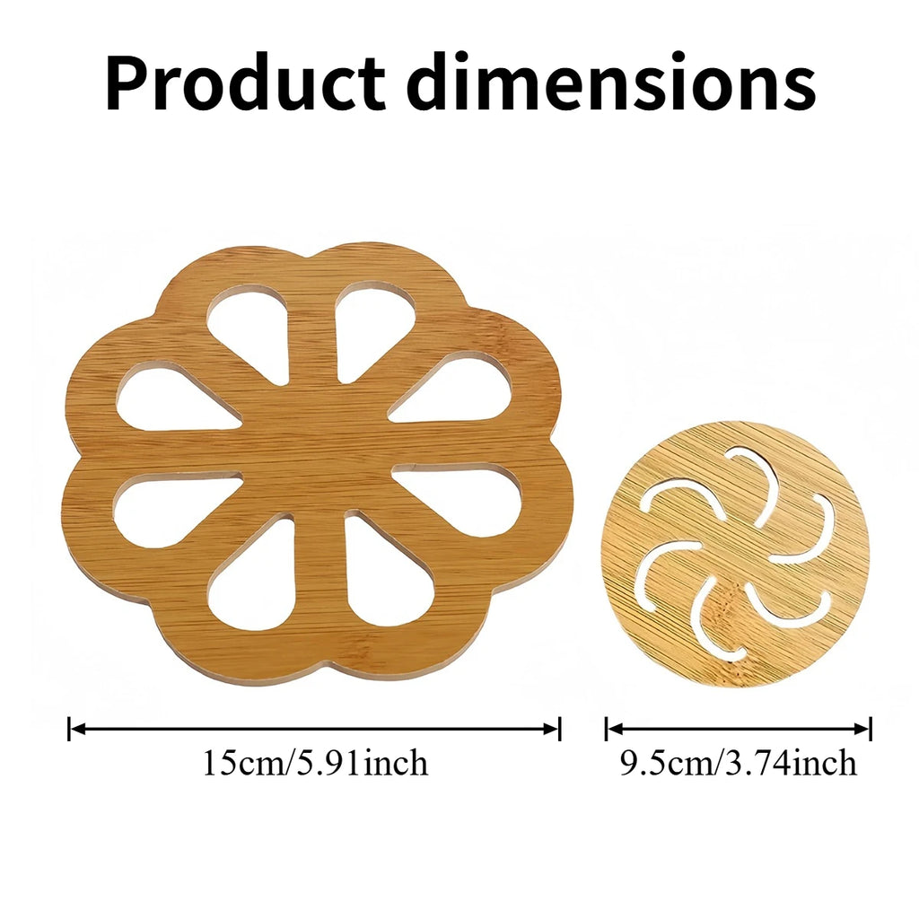 Thickened Wooden Trivets for Hot Pots Pans Hollow Carved Heat Resistant Coasters Non-Slip Round Wood Hot Pads for Kitchen Decor Oasis Select
