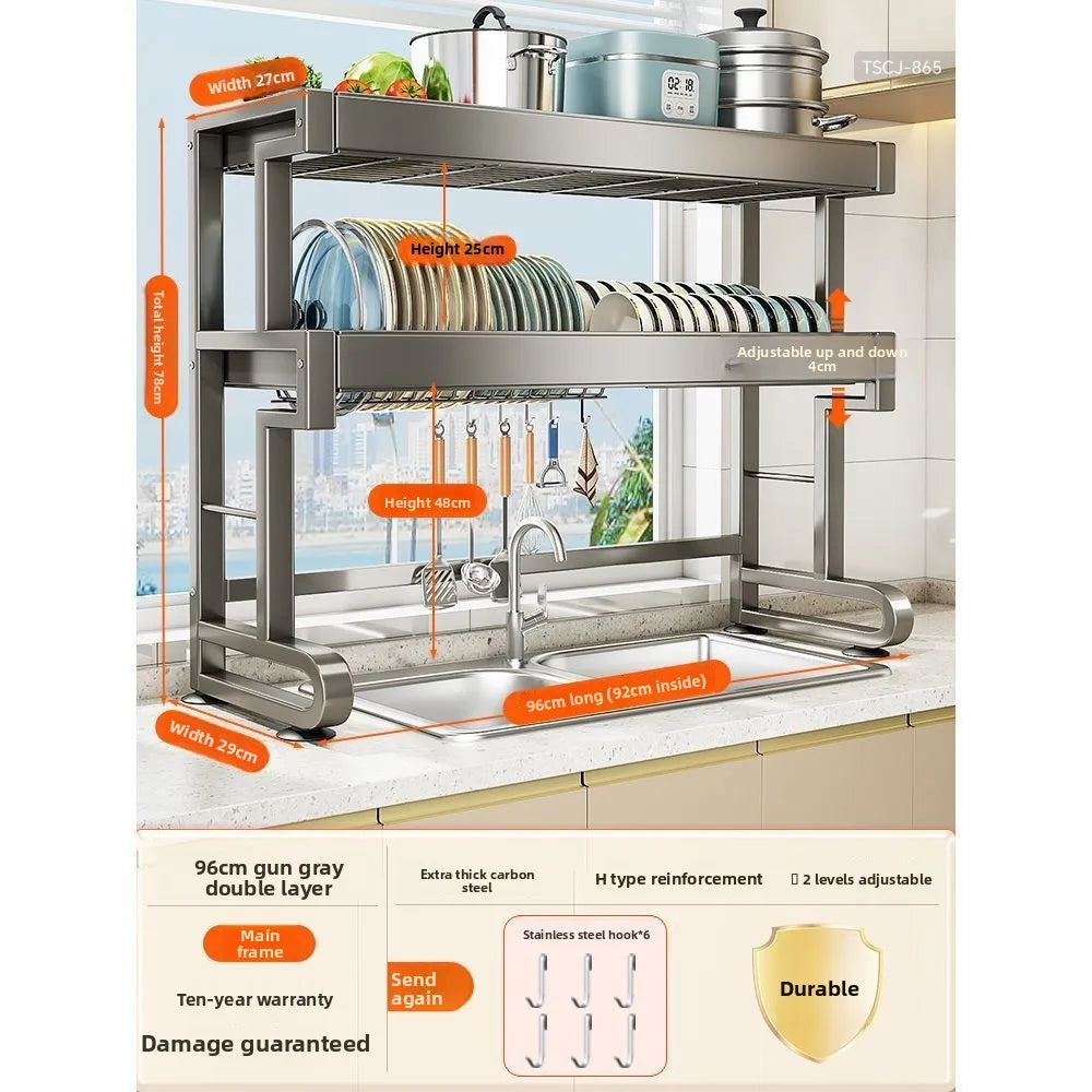 Dish Storage Rack Kitchen Sink Shelf Dish Drain Rack Sink Dish Shelf Oasis Select 96-Double-6