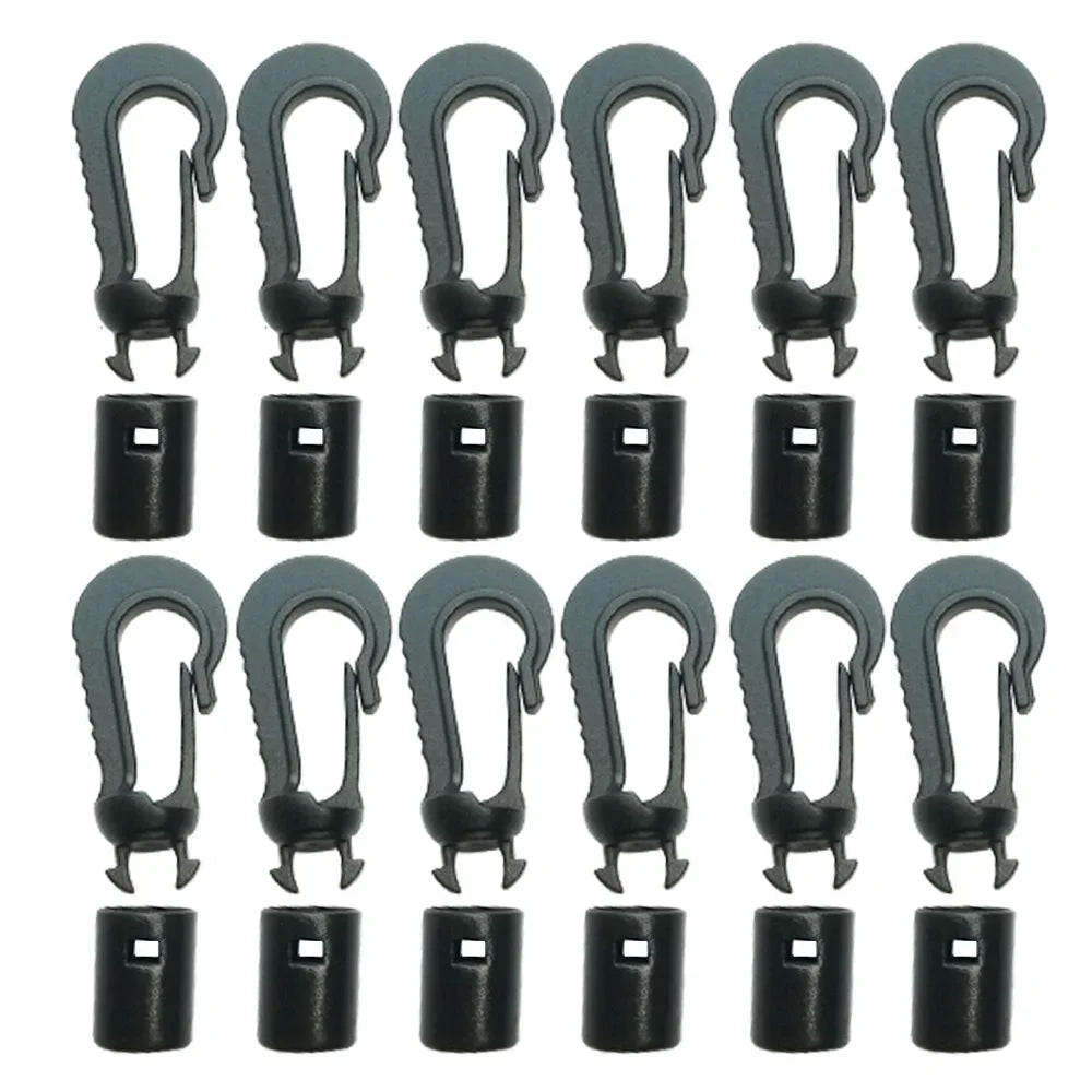 4mm Shock Bungee Cord Karabiner Hook Elastic Cord Rope End Straight Bendy Shock Cord for Marine Kayak Canoe Boat Rafting Oasis Select 12PC