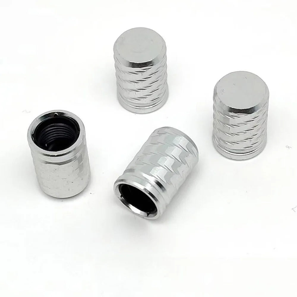 4Pcs Tire Valve Stem Caps Aluminum Alloy with Plastic Inner Liner Corrosion Resistant for Cars Trucks SUVs Motorcycles Bikes Oasis Select Silver-4Pcs