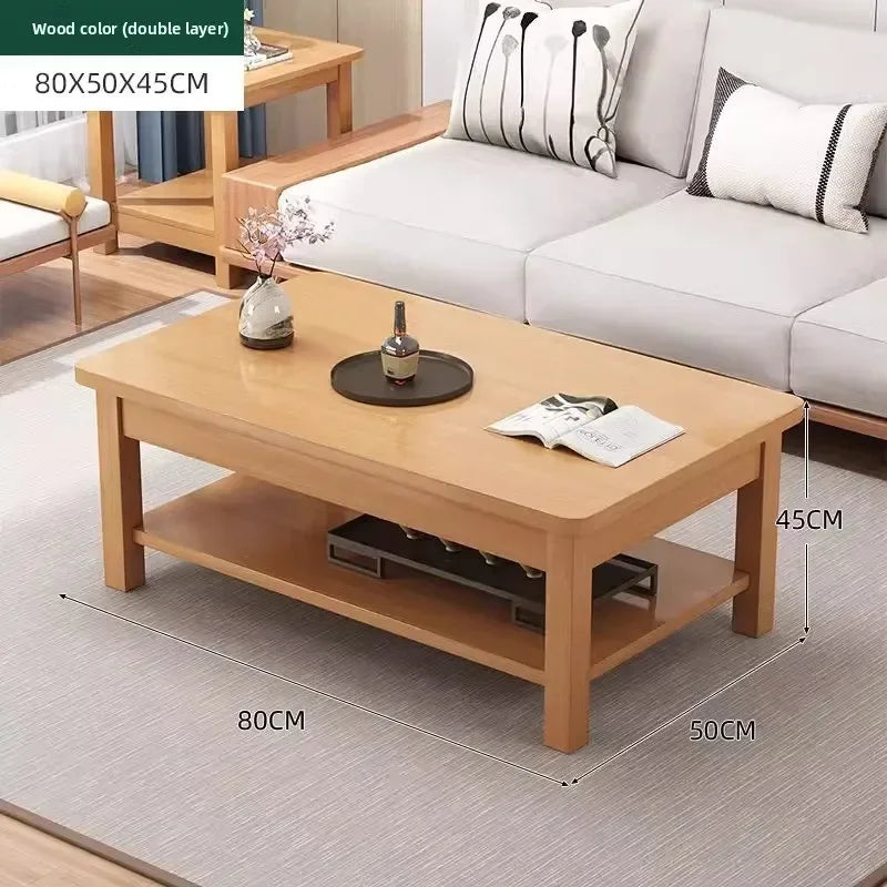 Coffee table new Chinese style living room rectangular solid wood leg tea table office tea table small apartment low table Oasis Select SCXJM-80x50