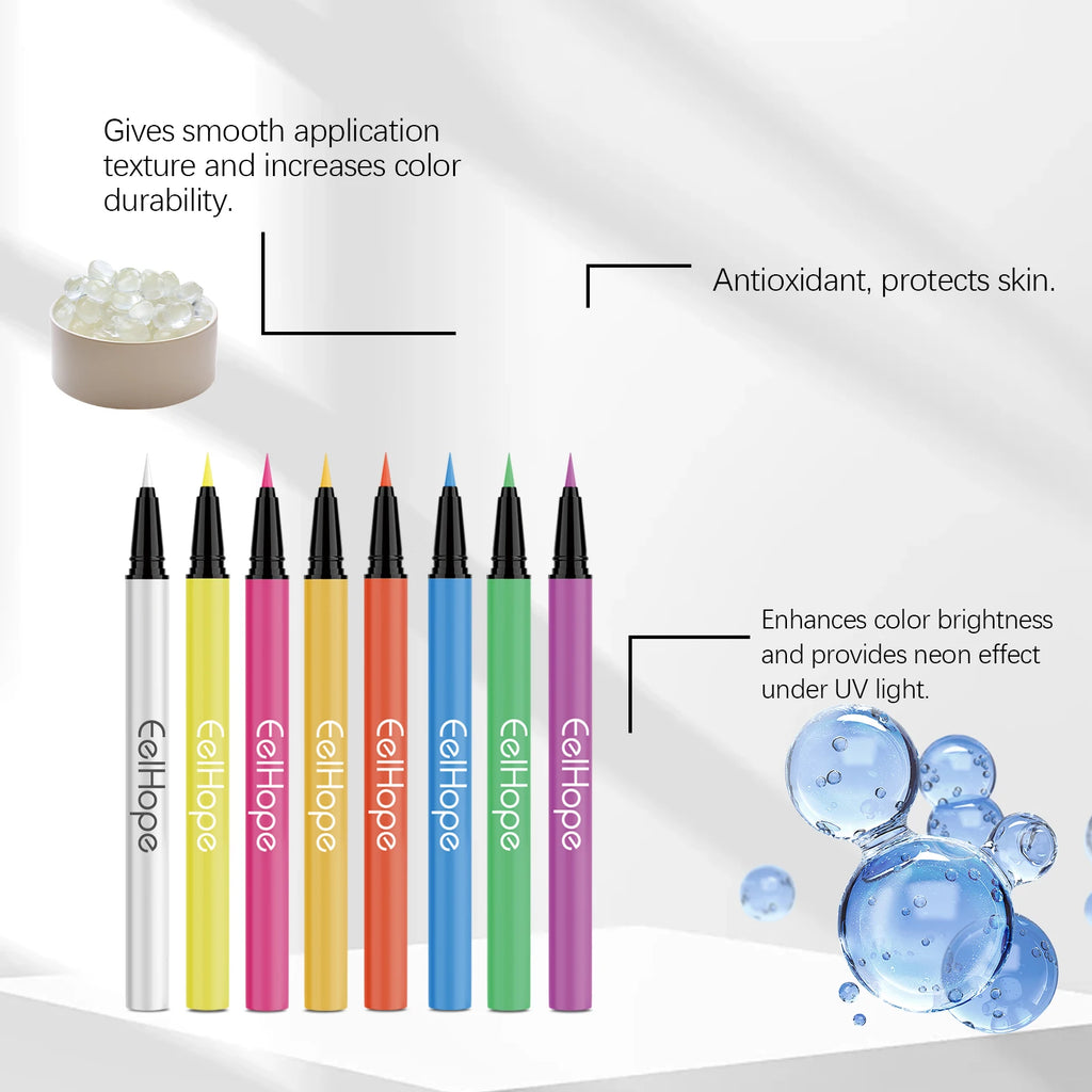 Eelhope 8-Color UV Neon Eyeliner Pencil Set – Waterproof UV Neon Eyeliner Set Oasis Select