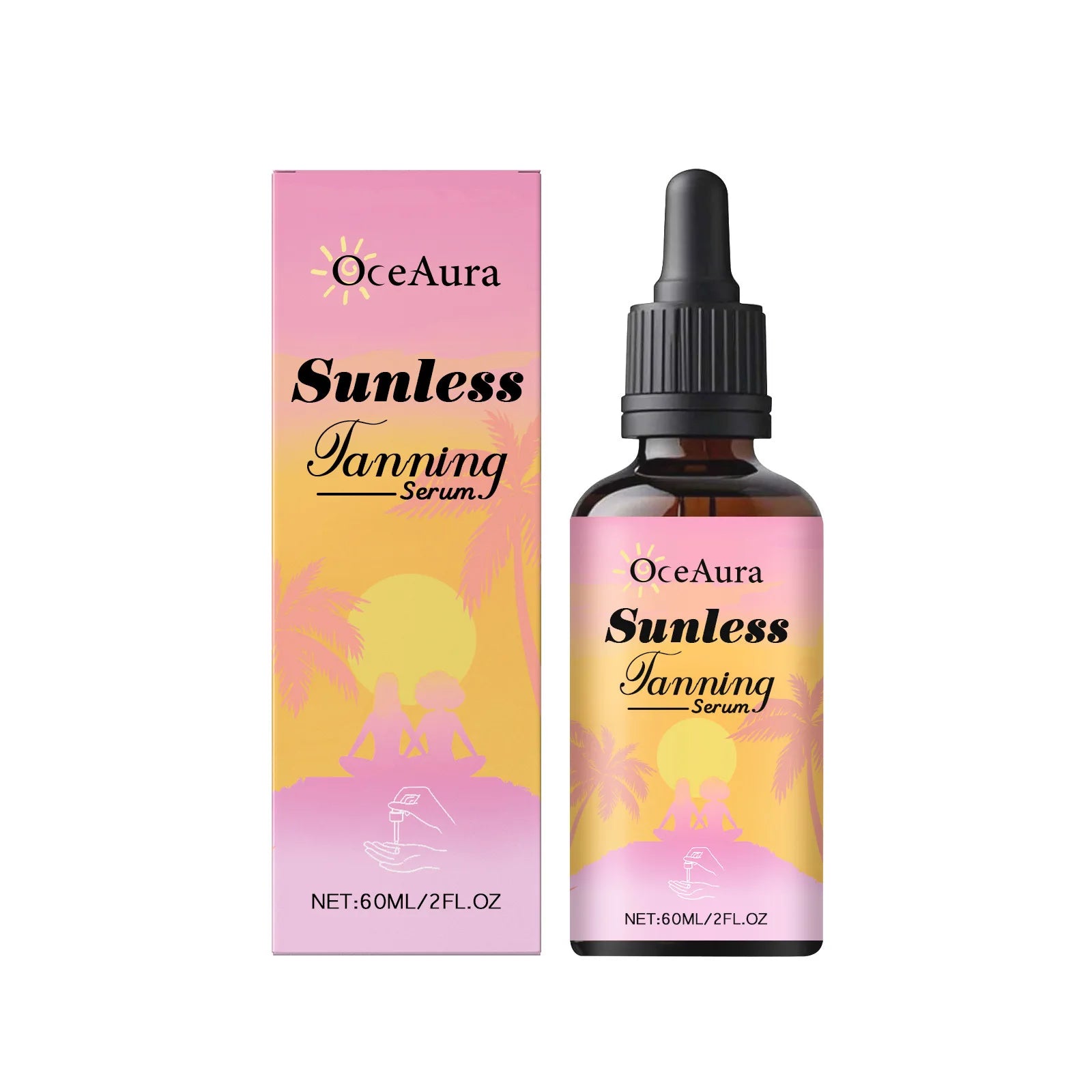 OceAura Sunless Tanning Drops – Natural Self Tanner Serum 60ml Self Tanner Serum Oasis Select 60ml boxed