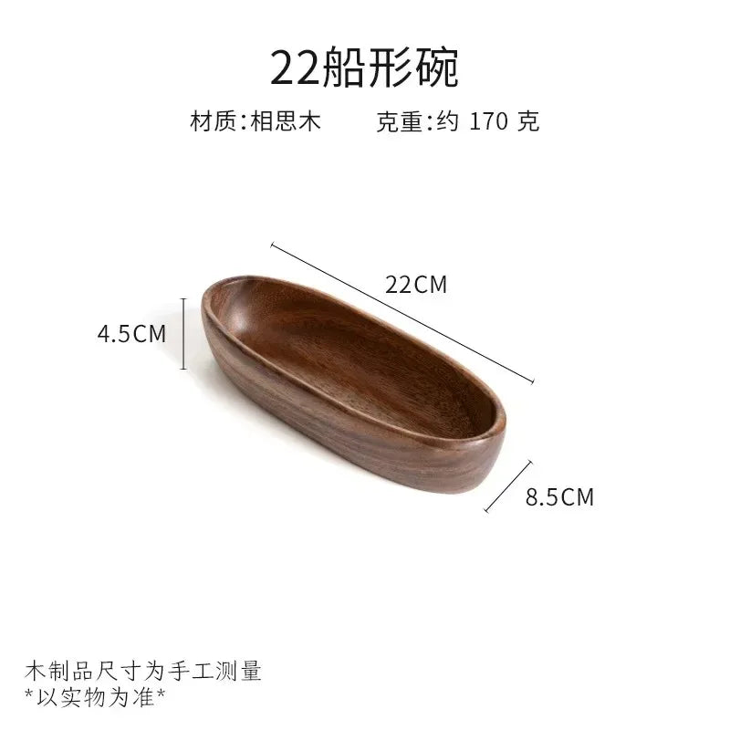 Walnut Wood Boat-Shaped Serving Bowl – Fruit & Nut Tray Wooden Serving Bowl Oasis Select 22cm