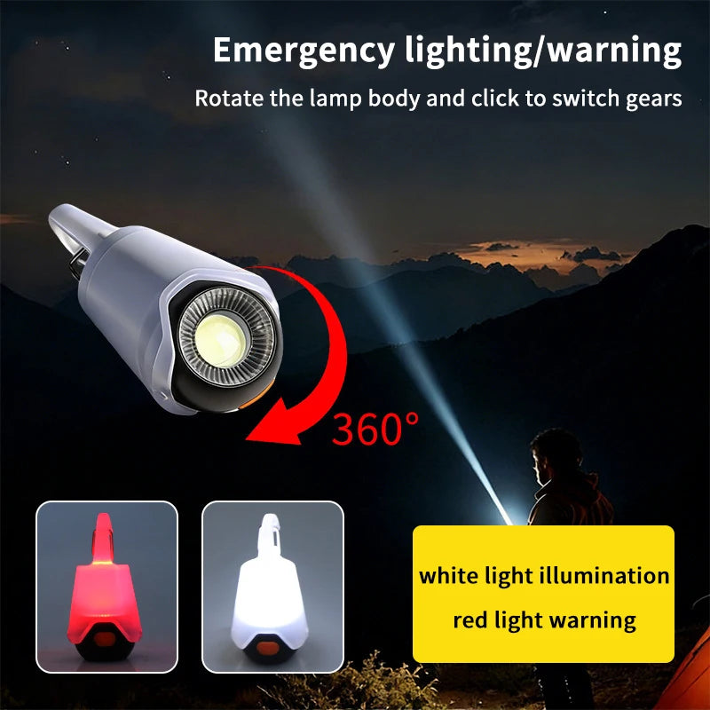 LED Mini Camping Lamp – Rechargeable COB Flashlight, 4 Modes