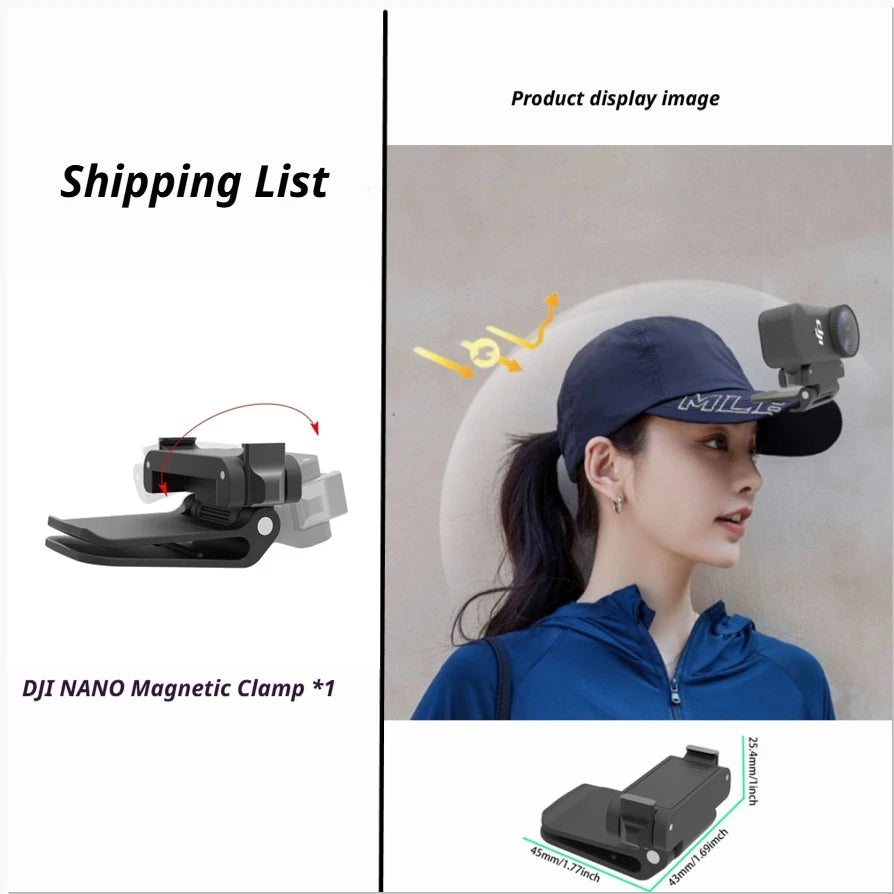 TELESIN Magnetic Brim Clip for DJI OSMO NANO | POV Mount
