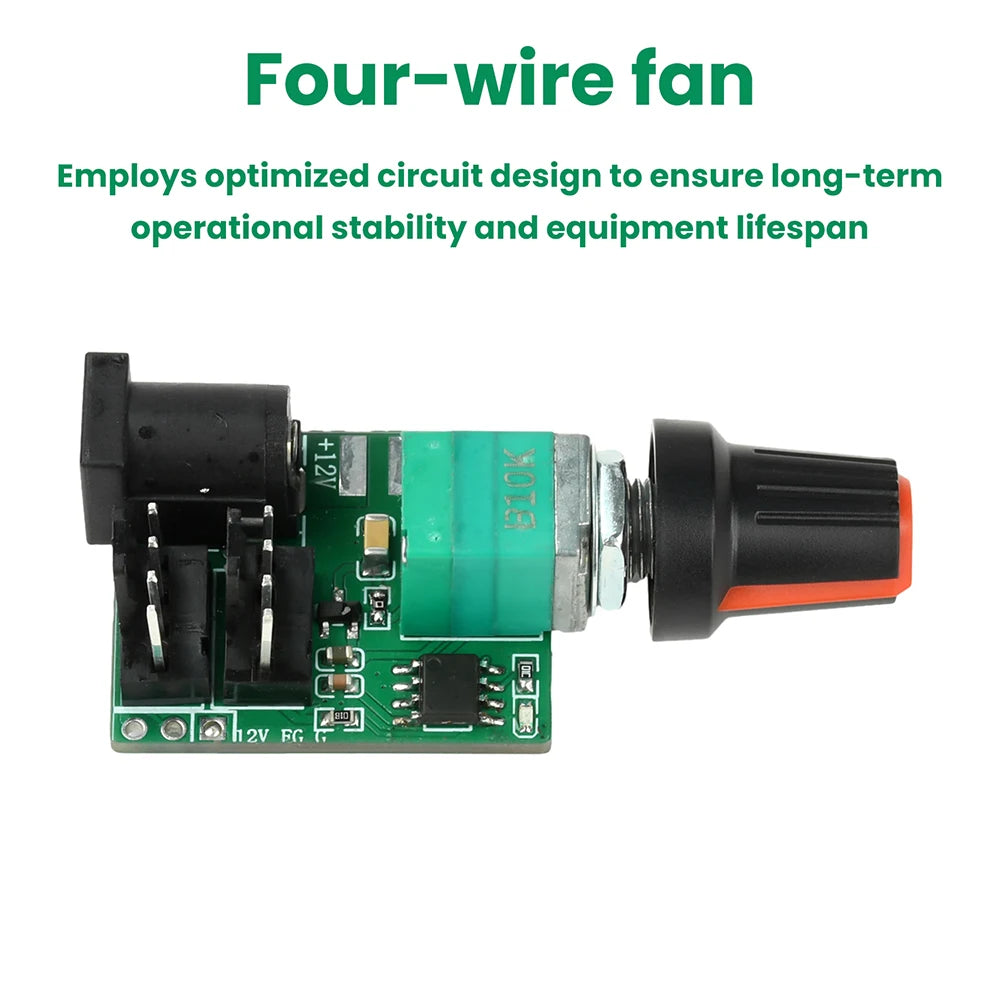 2-Channel 4-Wire Fan Speed Controller DC 12V 5A PWM Fan Speed Control Manual Potentiometer Speed Adjustment Oasis Select