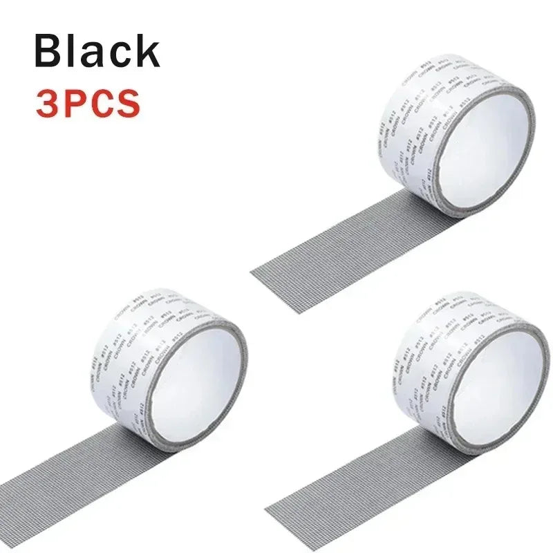 Strong Self Adhesive Window Screen Repair Tape Window Net Screen Repair Patch Covering Up Holes Tears Anti-Insect Mosquito Mesh Oasis Select 3PCS-black