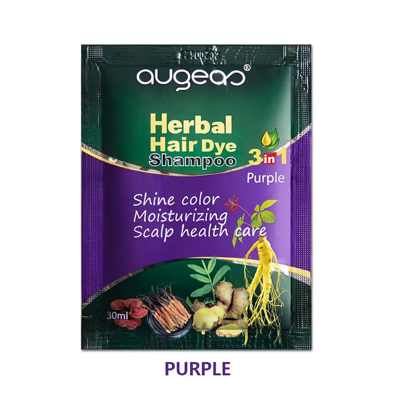 Herbal Plant Hair Dye Shampoo – 6 Colors, Grey Coverage Hair Dye Shampoo Oasis Select 30ml Purple