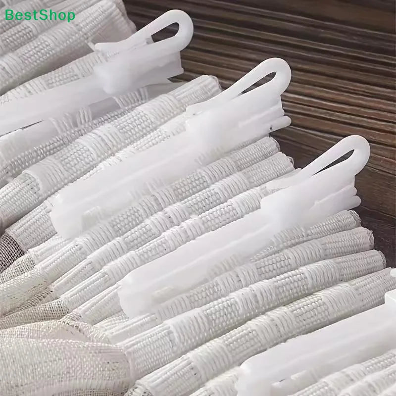 50-Pack White Adjustable Plastic Curtain Clip Hooks