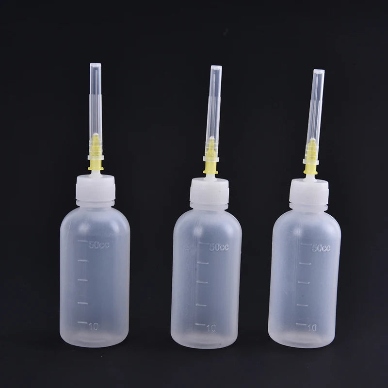 3pcs 50ml Transparent Polyethylene Needle Dispenser Dispensing Bottle For Rosin Solder Flux Paste + 3 Needles Tools Oasis Select onesize