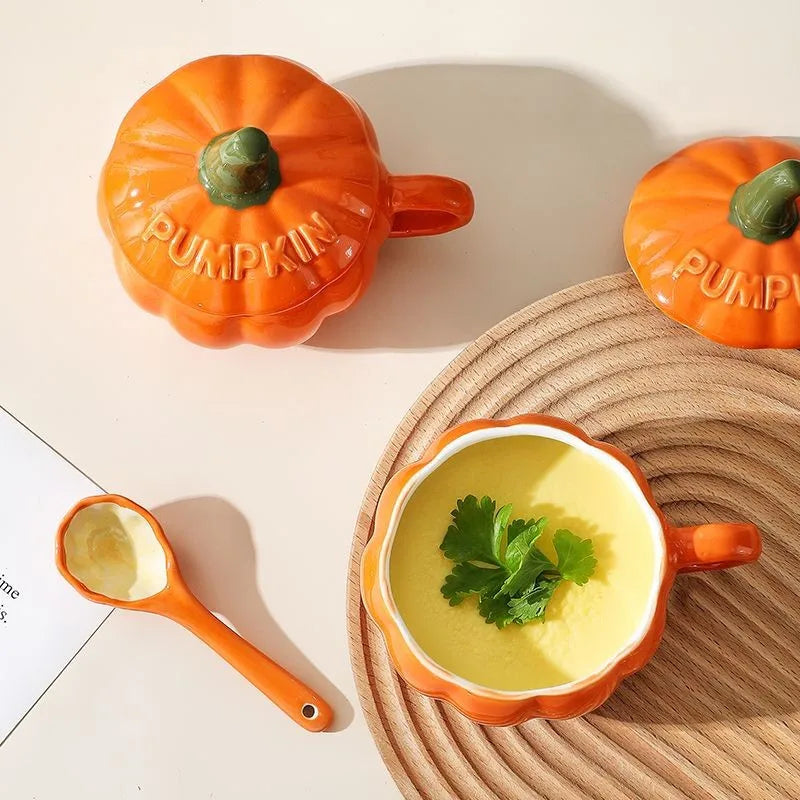 Pumpkin Mug Ceramic Cup with Spoon Halloween Creative with Handle Scalding-proof Cute Style Breakfast Milk Cups Coffee Mug Oasis Select