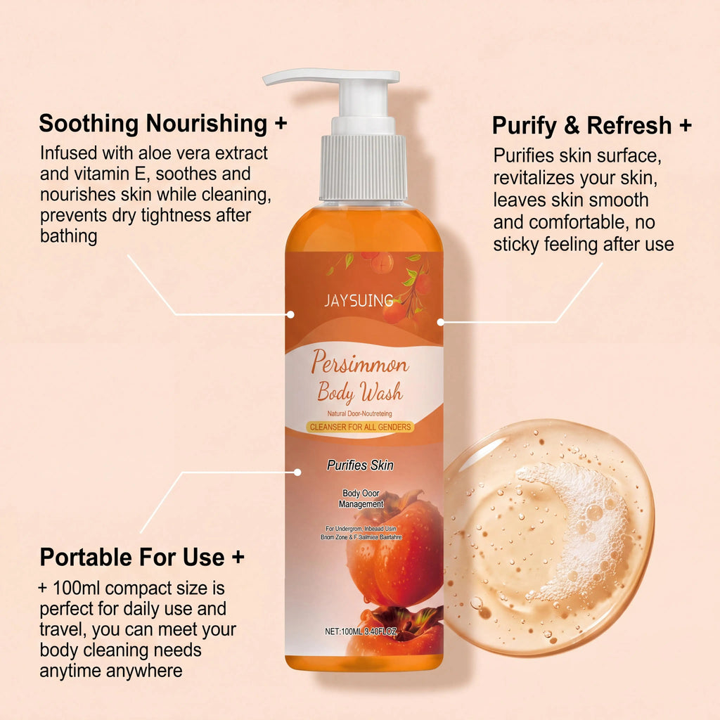 Persimmon Shower Gel Gentle Cleansing Deodorizing Exfoliating Maintain Skin Comfort Long Lasting Oil Control Fragrant Body Wash Oasis Select
