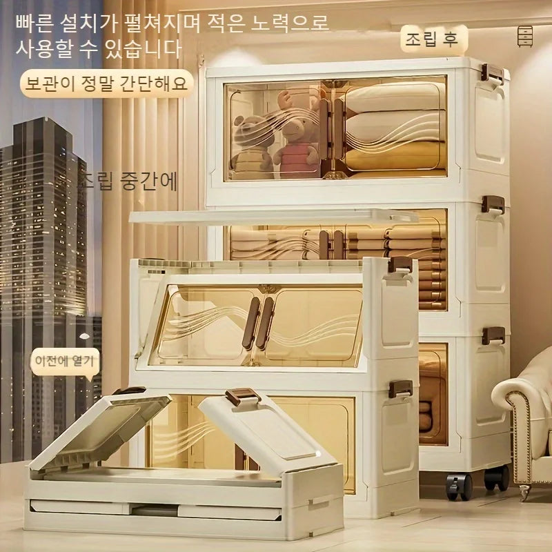 Foldable Storage Box with Clear Door - Spacious, Durable, and Easy-to-Assemble - Ideal for Organizing Clothes, Books, Toys, and Oasis Select