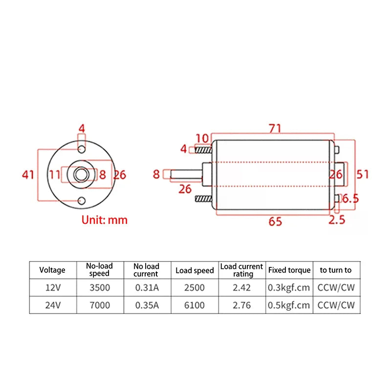 30W 12V-3500Rpm / 24V-7000Rpm 3420 DC High Speed Motor Speed Adjustable CW CCW Threaded Shaft Motor Miniature DC Small Motor Oasis Select