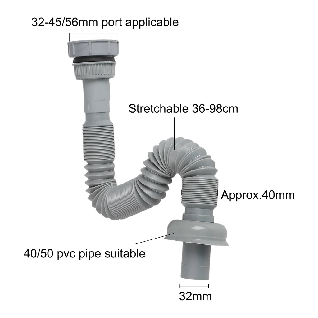 Kitchen Sink Drain Pipe Expandable Connecting Hose For 32/45/56mm Interface Home Improvement Bathroom Plumbing Fixtures Oasis Select