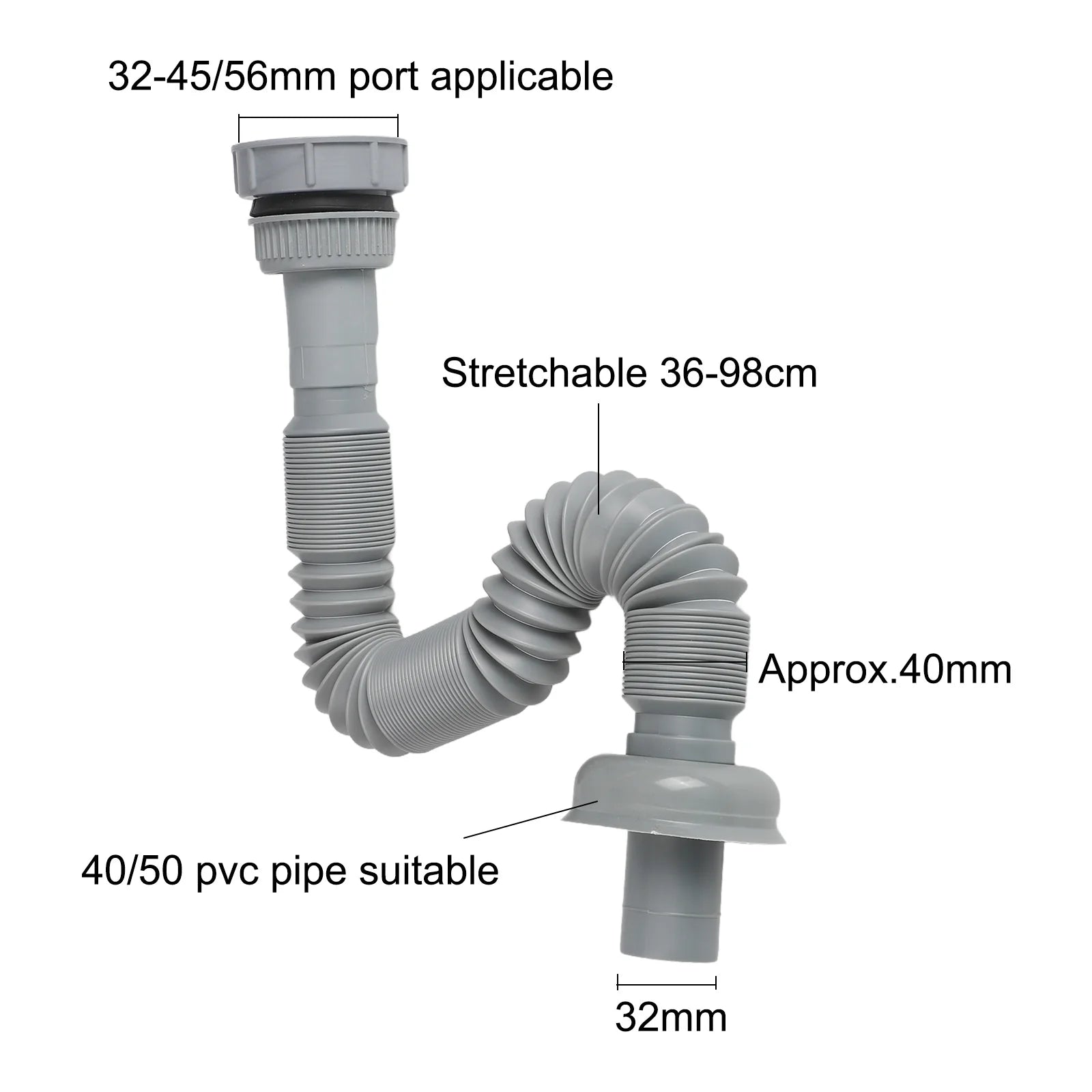 Kitchen Sink Drain Pipe Expandable Connecting Hose For 32/45/56mm Interface Home Improvement Bathroom Plumbing Fixtures Oasis Select