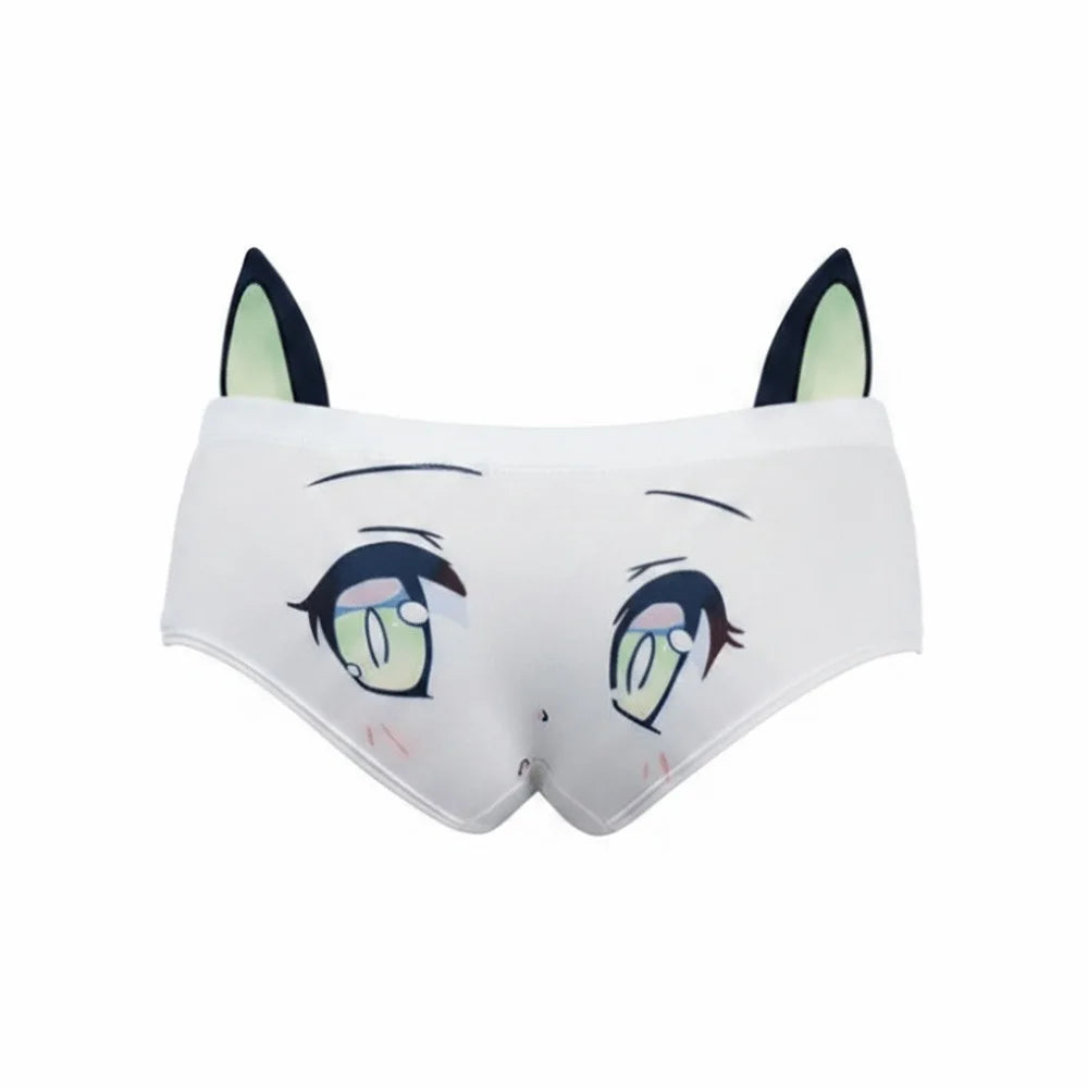 Waist and Hip 3D Ear Women Lingerie Cute Face Printed Comfortable Underwear Breathable Girl Knickers Women Girls Oasis Select 1pc XXXS Style 04
