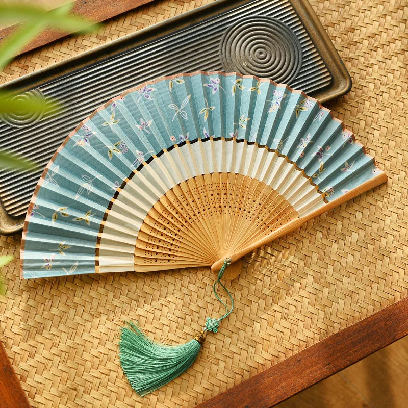 Japanese Style Kimono Folding Fan Small Lady Portable Summer Daily Fan Dance Decoration Fans Chinese Hanfu Cheongsam Photo Props Oasis Select