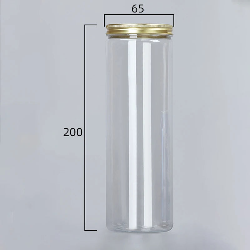 15 Sizes Clear Plastic Jar With Pink Aluminum Lids Empty Face Cream Cosmetic Container Gold Travel Refillable Bottles Box Oasis Select 200x65mm