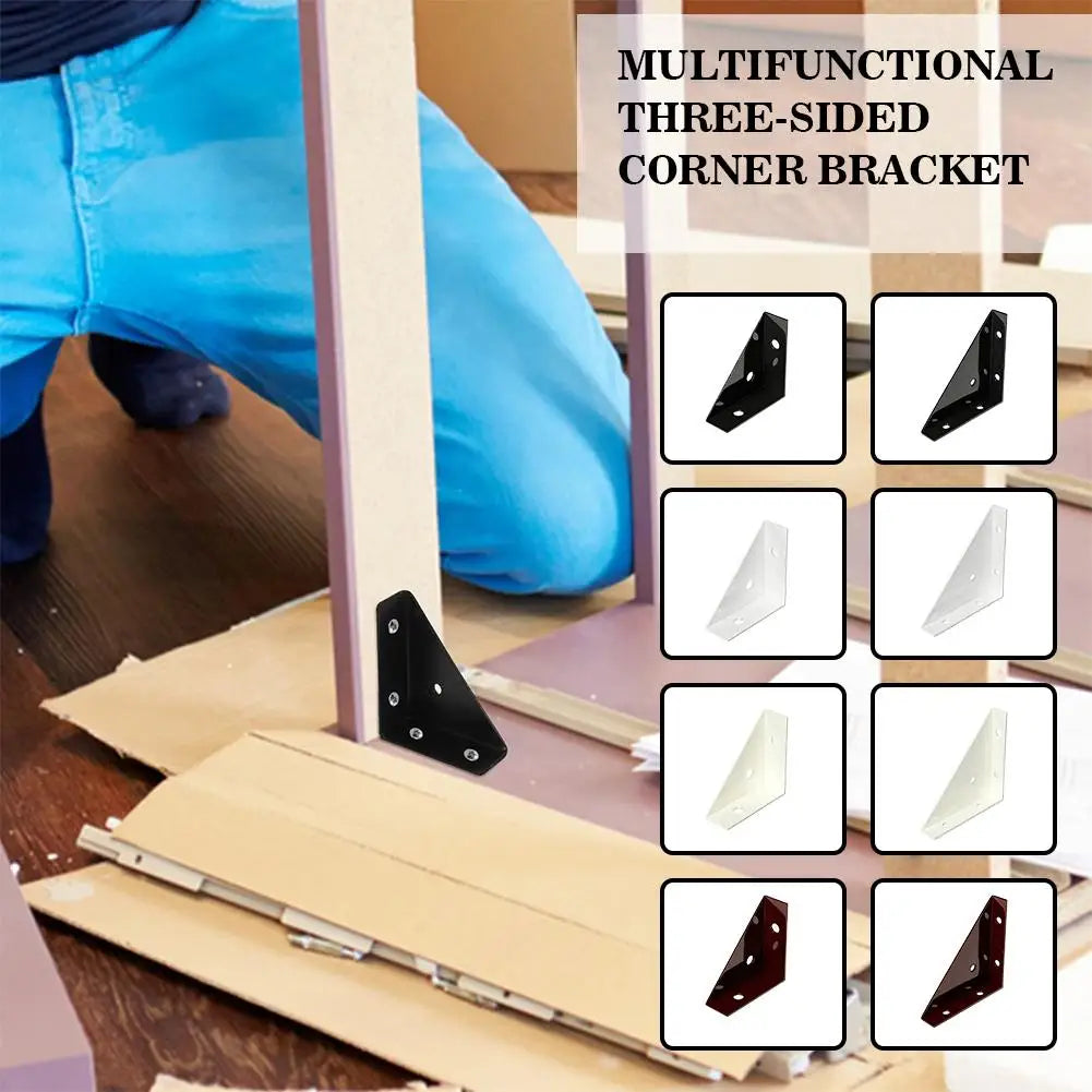 Thickened 90 Degree Three Sided Corner Bracket Multi Hole Triangular Joint Connector For Furniture Cabinet Table Repair Oasis Select