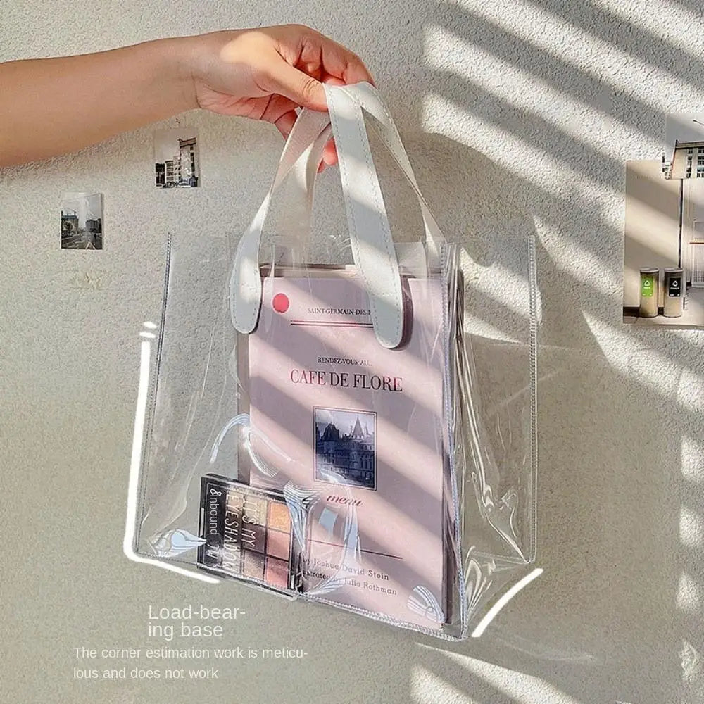 Large Capacity PVC Clear Tote Bag Transparent Handle Transparent Shopping Bags Waterproof Storage Bag Oasis Select