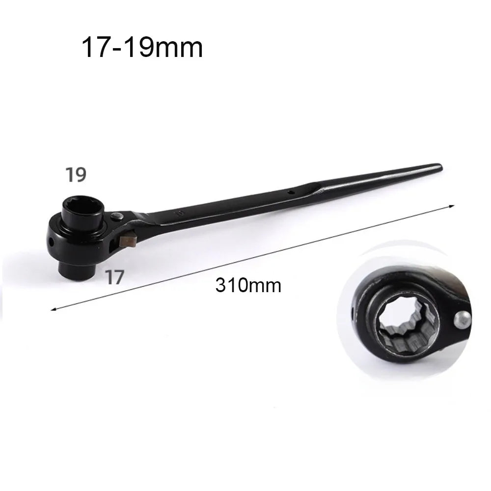 Portable Metal Ratchet Wrench Quick Release Bidirectional Wrench Double-Headed Pointed Tail Ratchet Spanner Hand Tool Kit Oasis Select 17-19mm