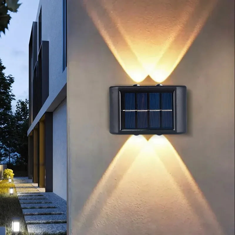 4LED Beads Up and Down Light Solar Powered Waterproof Wall Light for Courtyard Garden Carport Oasis Select
