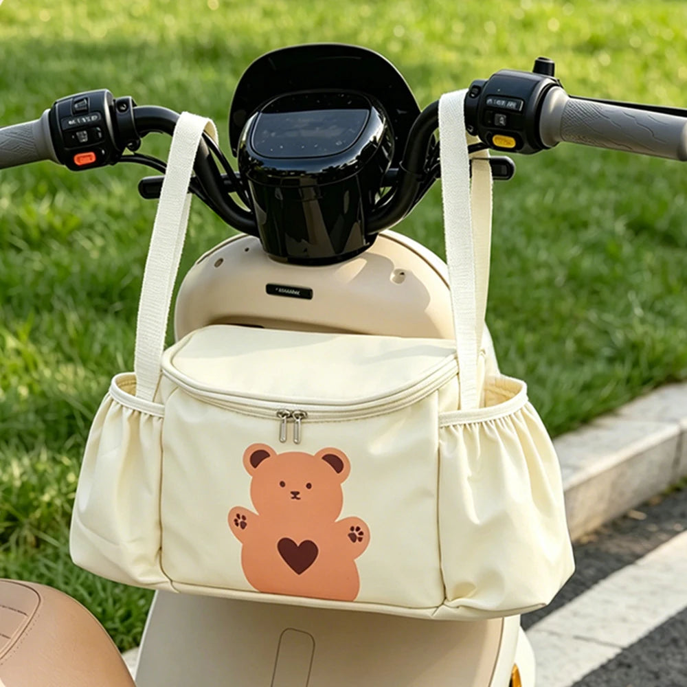 Waterproof Bear Pattern Handlebar Bag Large Capacity Anti-scratch Hanging Storage Pouch for Electric Scooter Bicycle Moped Oasis Select