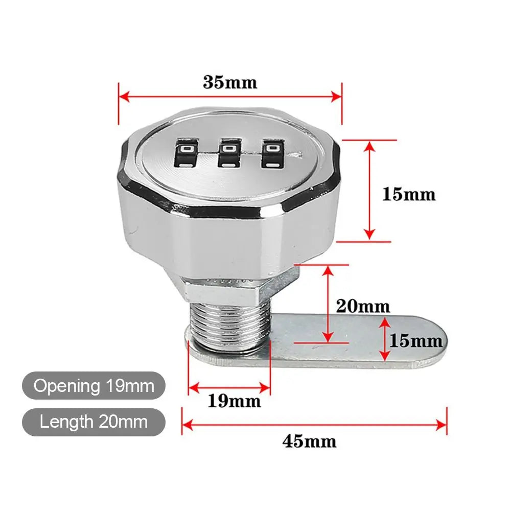 Cabinet Mailbox Password Locker 3 Digital Code Combination Lock Cupboard Drawer Password Locker Oasis Select 20mm-Color 1