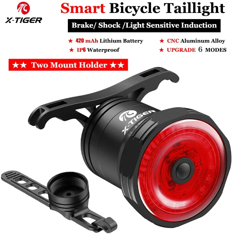 X-TIGER Smart Bicycle Tail Light Waterproof LED Sensor Brake Light Super Bright Cycling Safety Warning Light Oasis Select WD-1103