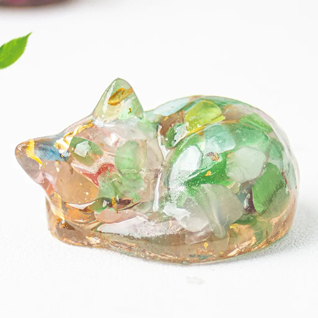 Shaped Decoration Compact Sleeping Figurine Resin Statue Modern Animal Decorative Figurine For Bedroom Study Home Oasis Select Clear Green