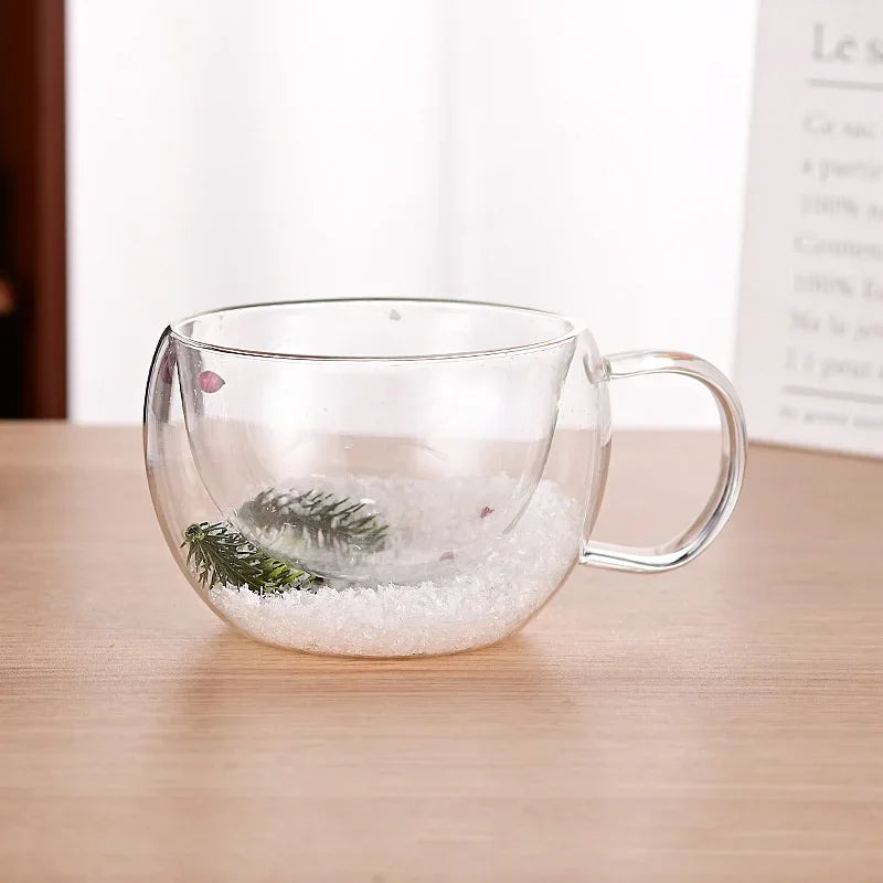 200/350ML Heat Resistant Double Wall Tea Glass Cup Beer Coffee Creative Cold Beverage Transparent Drinkware Festival Gift Cup Oasis Select 200ML 200-350ml