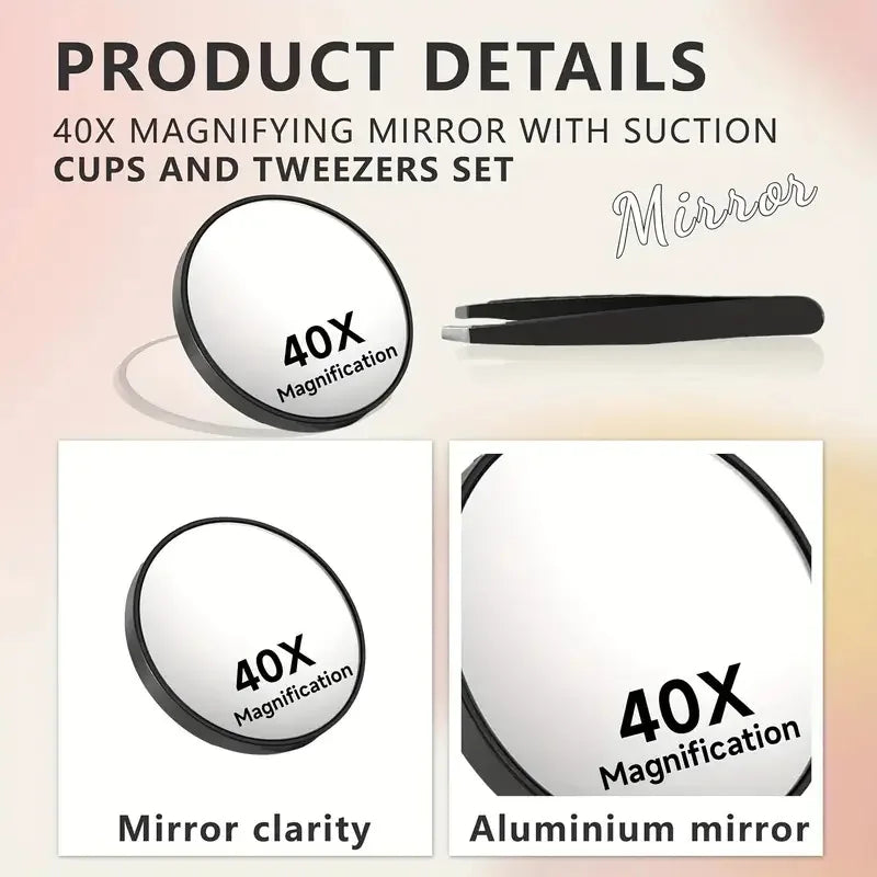 50X Magnifying Mini Mirror Portable Suction Cup Handheld Cosmetic Mirror Clarity on-the-Go Beauty Precision Magnifying Mirror Oasis Select