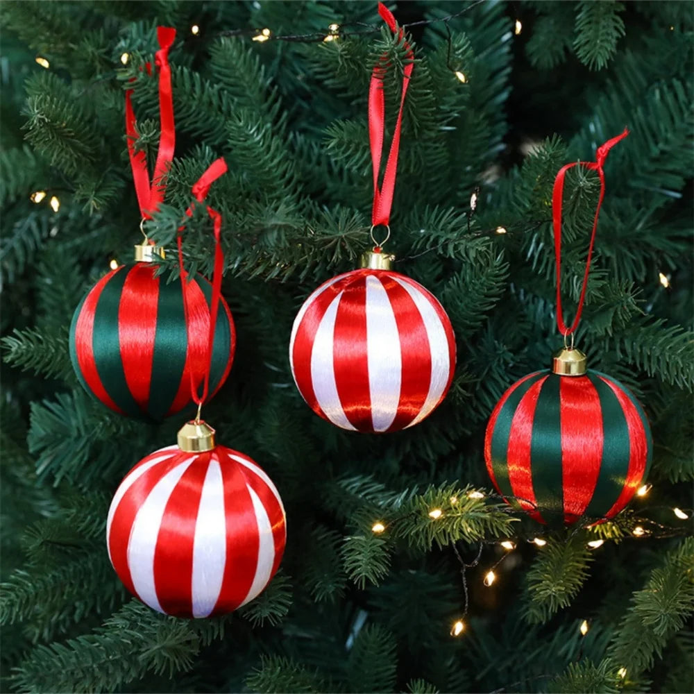 6-Pack 8cm Red & White Striped Christmas Ball Ornaments