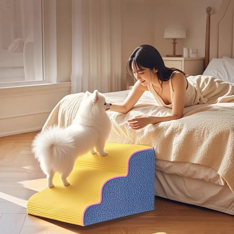 Puppy Stairs Foam Pet Secure Stairs Ramps Non-Slip Ladder dog supplies Pets Protect Older Dog Pet with Joint Pain Sofa Bed Ladde Oasis Select