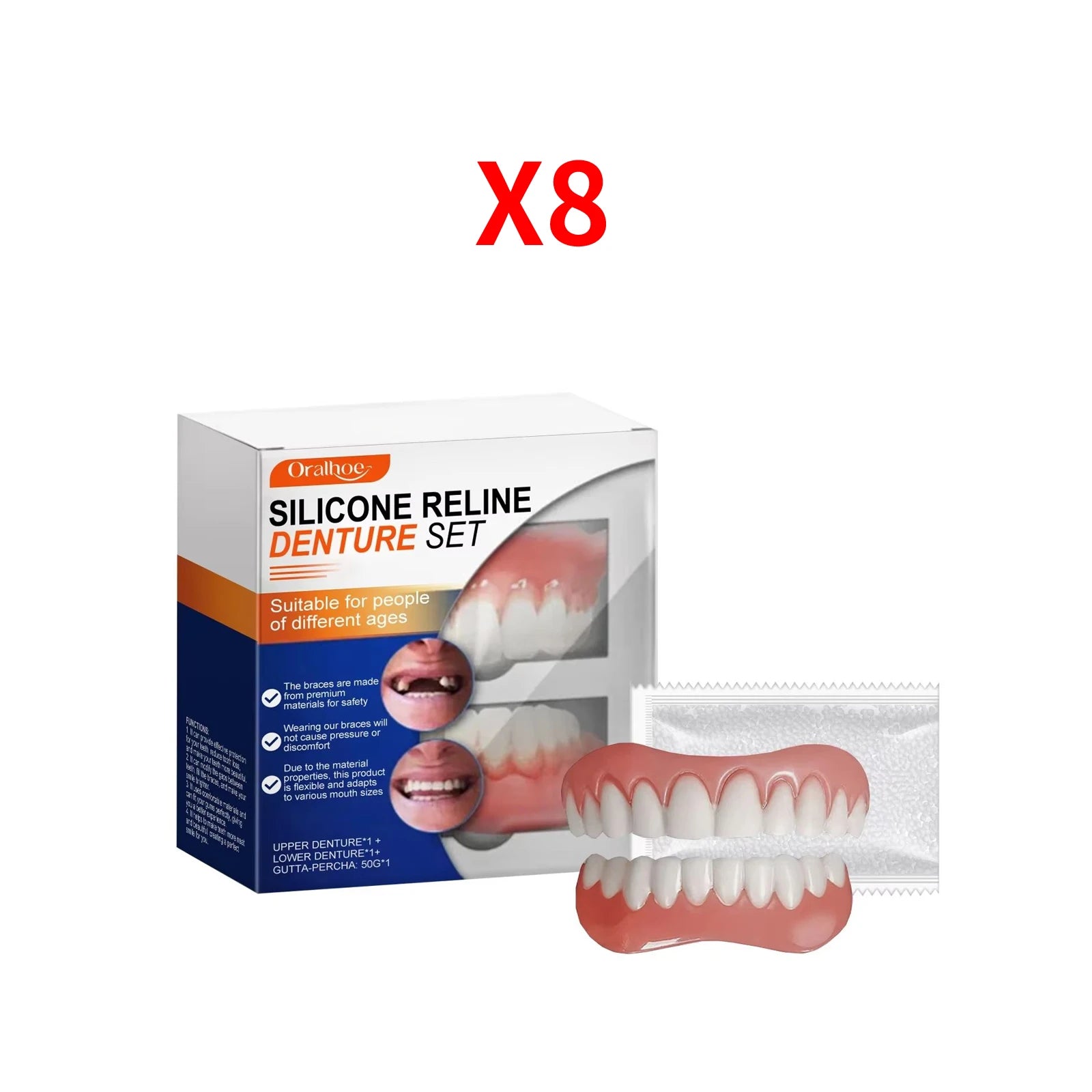 Denture Silicone Kit Denture Silicone Liners Soft Denture Kit Soft Denture Kit Teeth Upper And Lower Set Easy Use Braces Oasis Select 8sets boxed