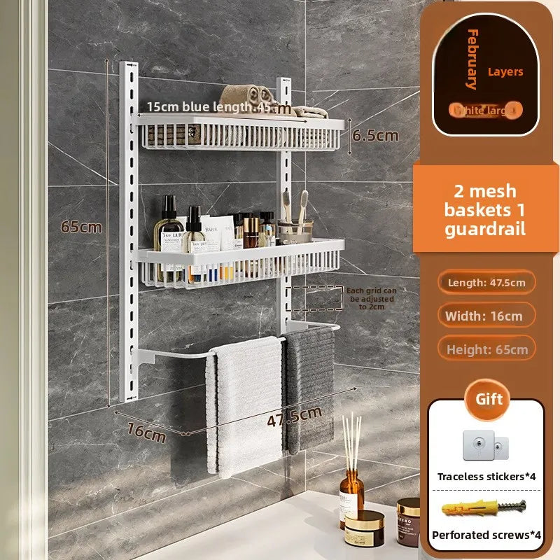 Multi-layer adjustable kitchen cabinet wall condiment seasoning rack No punching wall hanging storage shelf Oasis Select 2-1-White-262 45