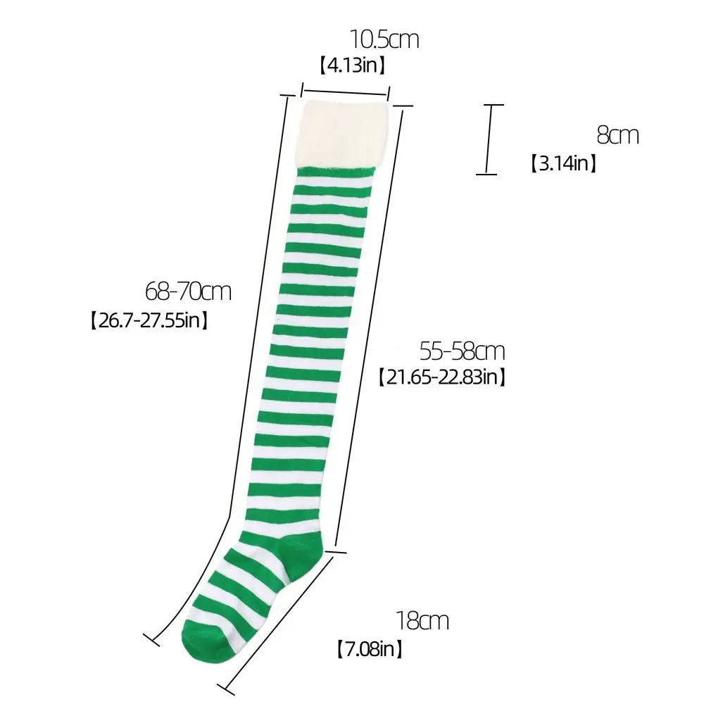 NEW Polyester Cotton Over Knee High Socks Multi-color Slim Christmas Hosiery Striped Long Socks Women Oasis Select