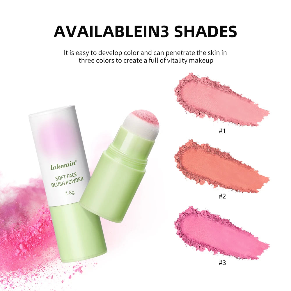 Soft Fog Blush Stick Face Blusher Patting Powder Blusher for Cheeks Cute Korean Style Waterproof Blush Sponge Brush Head 3Colors Oasis Select