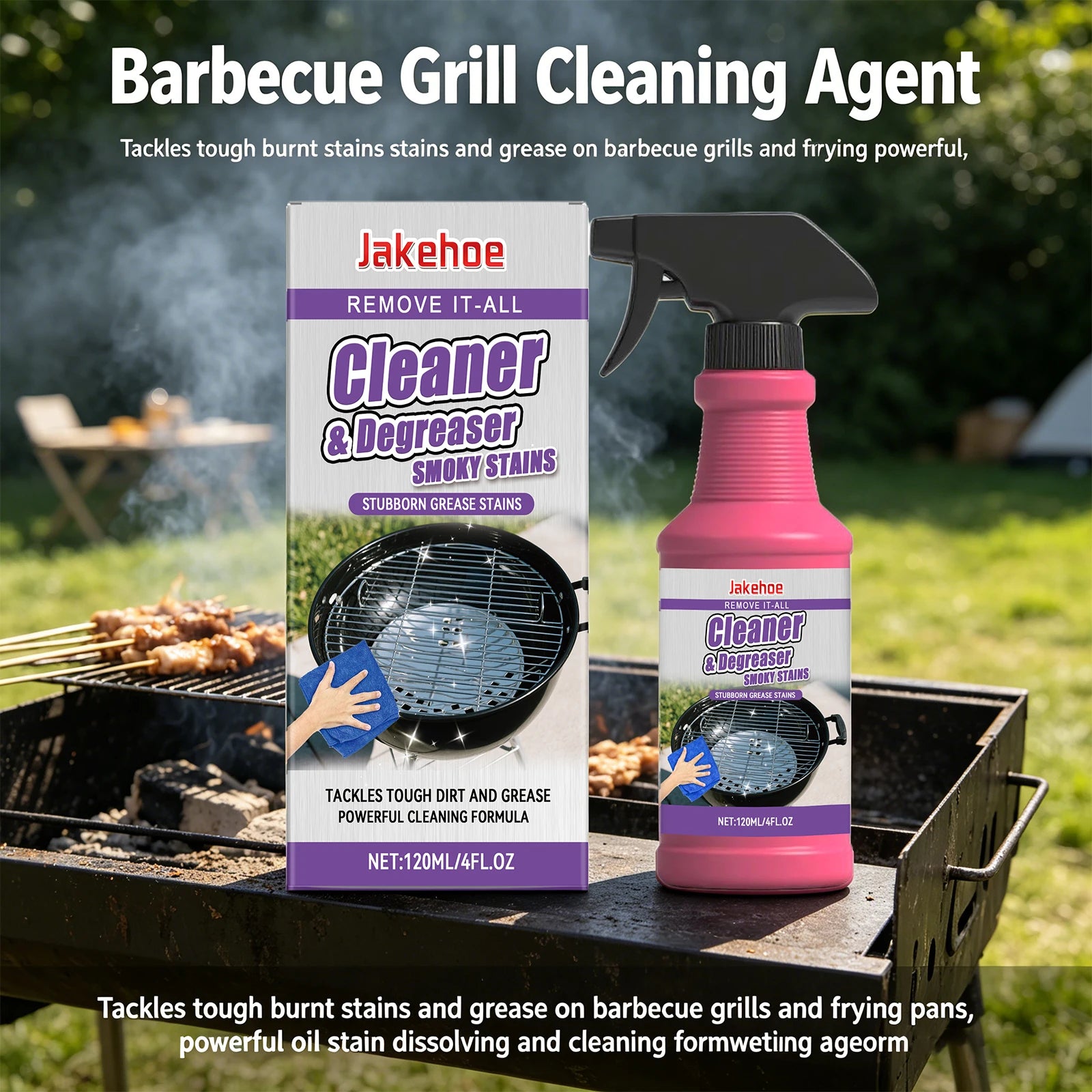 BBQ Grill Grate Cleaner Dissolves Burnt on Grease Stubborn Stain Remover Degreaser Spray for Grill, Oven & Kitchen Surface 120ml Oasis Select