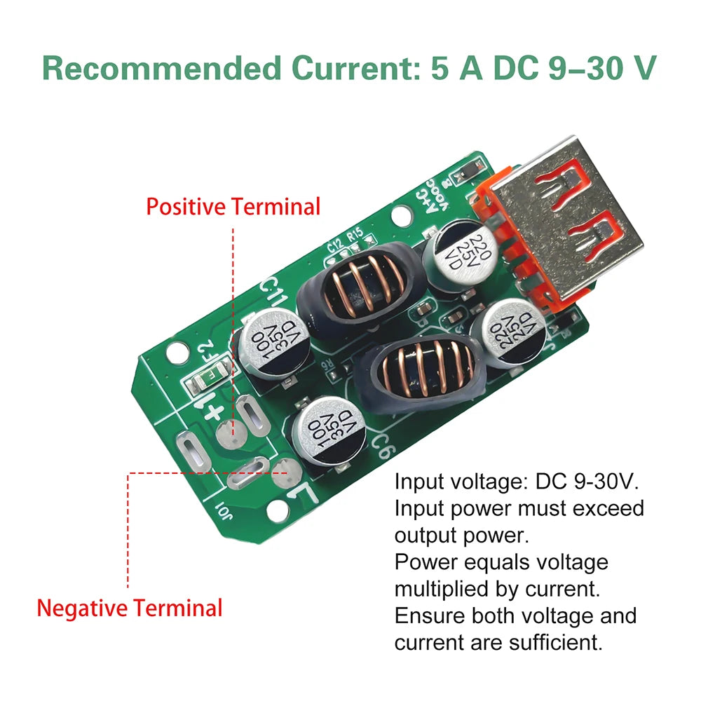 DC 9V-30V Car Mounted Step-Down Charging Module VOOC Multi Protocol USB A 30W+Type C 20W Dual Port Fast Charging Module Oasis Select